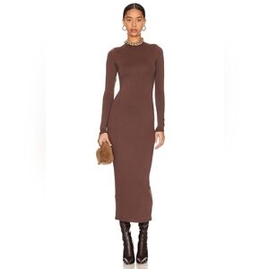 AFRM X Revolve Junifer Brown Long Sleeve Mock Neck Dress
